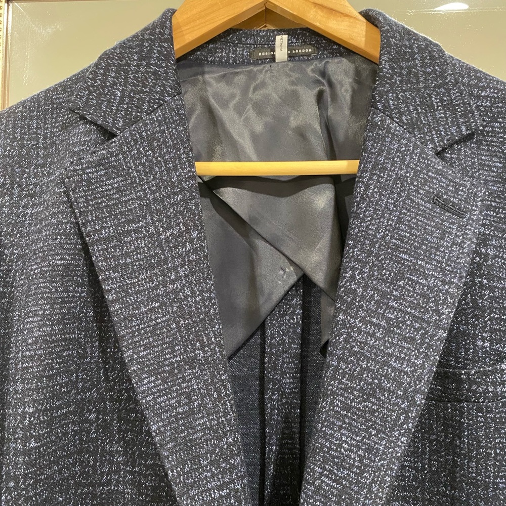 Reiss Blazer Navy Blue Single Breasted Mens Size 40 Tweed Classic Blazer